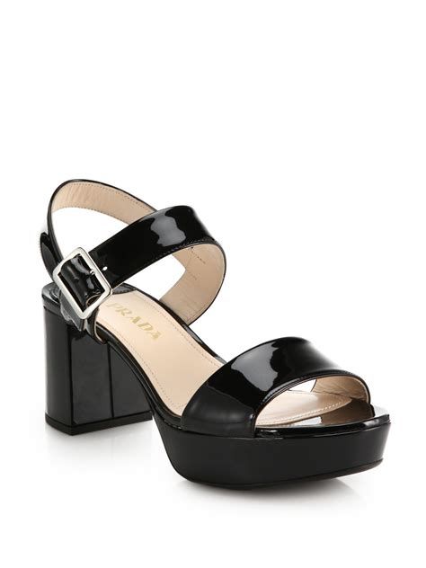 prada black patent sandals|Prada patent leather sandals white.